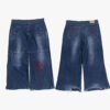 LD Wide Leg Utility Denim Jeans with Embroidery