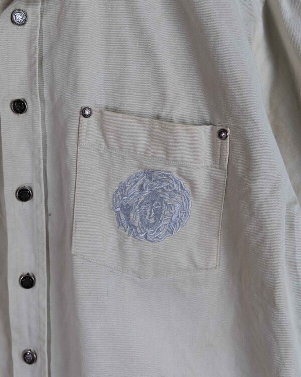 cs1 Versace Jeans Couture Cream Shirt – Medusa Embroidered Luxury Button Down