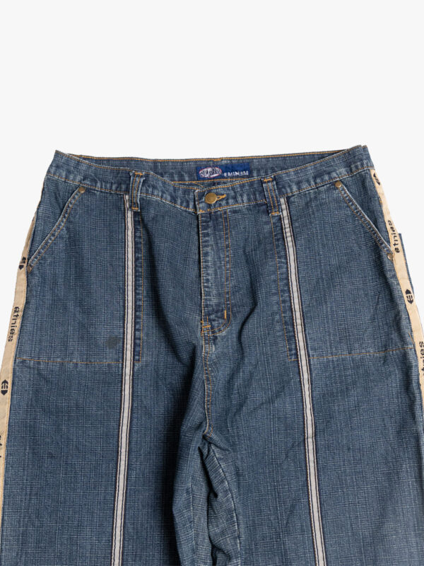 eminem d 2 Vintage Stripe Panel Wide Leg Denim Jeans