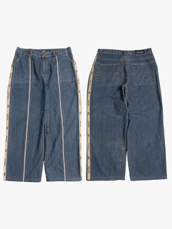 eminem d Vintage Stripe Panel Wide Leg Denim Jeans