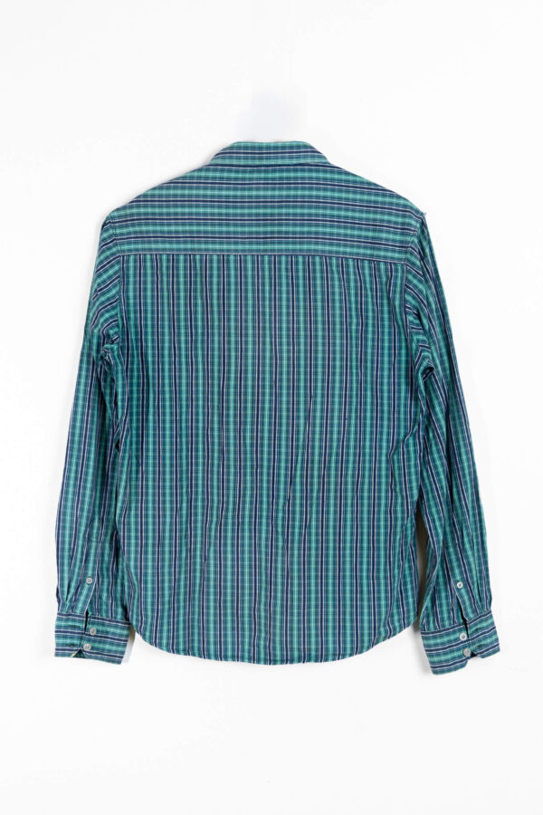 green check 3 Wasabi Green & Blue Stripe Slim Fit Shirt
