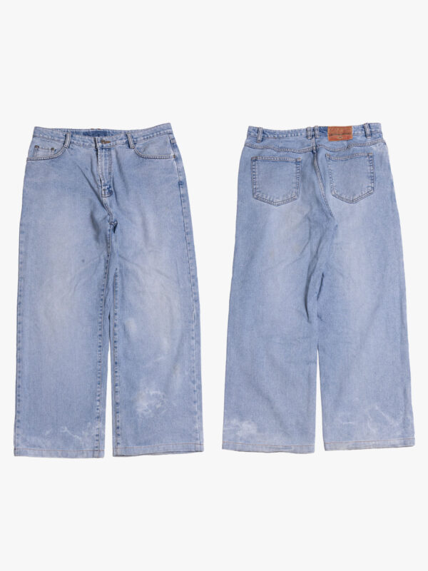 UO2 Men’s Light Blue Wide Leg Denim Jeans – Vintage Wash