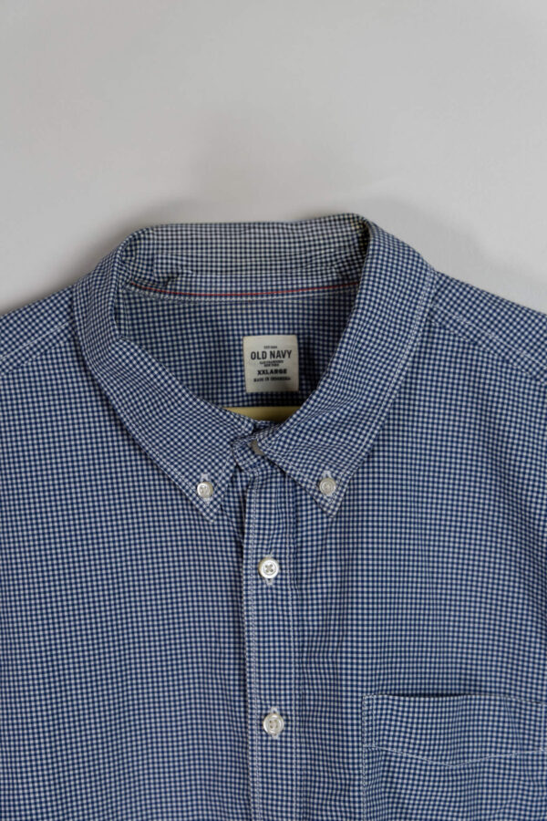 old navy 3 Old Navy Blue Micro-Check Button-Down Shirt