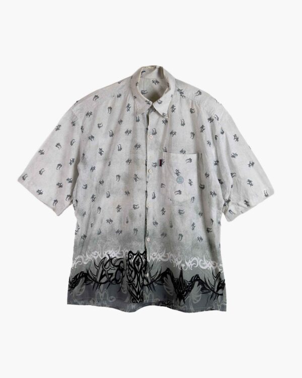 Printed Short Sleeve Shirt – Grey Tribal Graphic Casual Shirt
