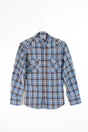 Vintage Blue & Brown Plaid Utility Shirt