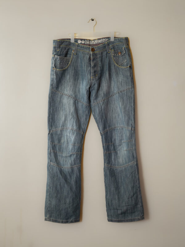 Crosshatch Black Label Biker Denim Jeans – Light Wash Blue