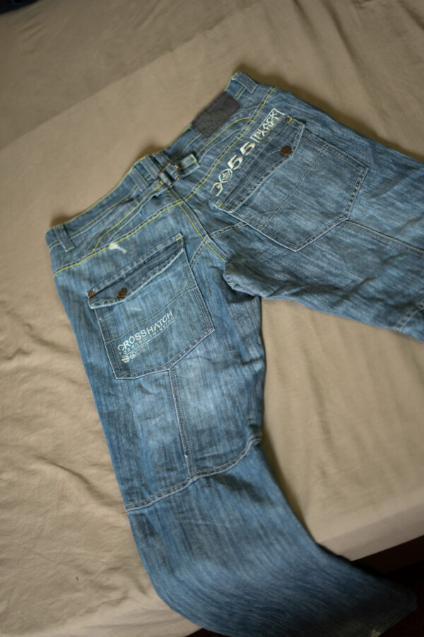 Crosshatch Black Label Biker Denim Jeans – Light Wash Blue