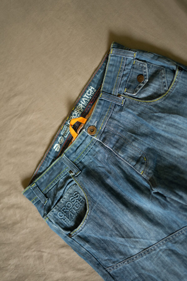Crosshatch Black Label Biker Denim Jeans – Light Wash Blue