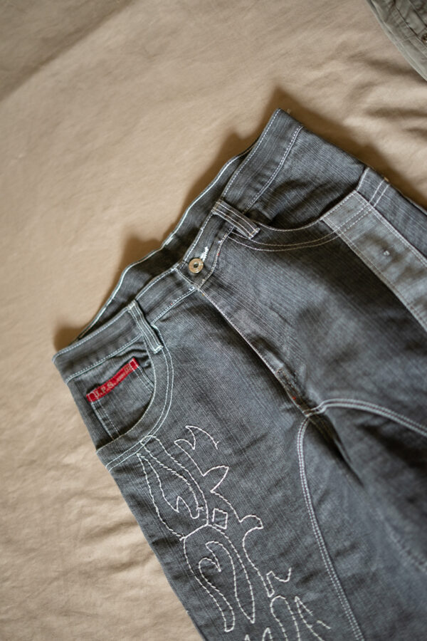 Y2K Embroidered Panel Denim Jeans