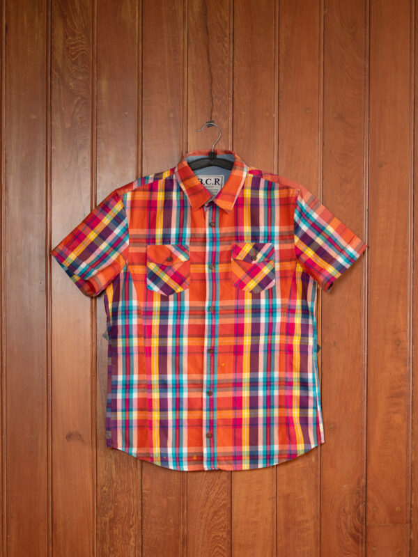 DSC04160 B.C.R Multicolor Plaid Short Sleeve Shirt