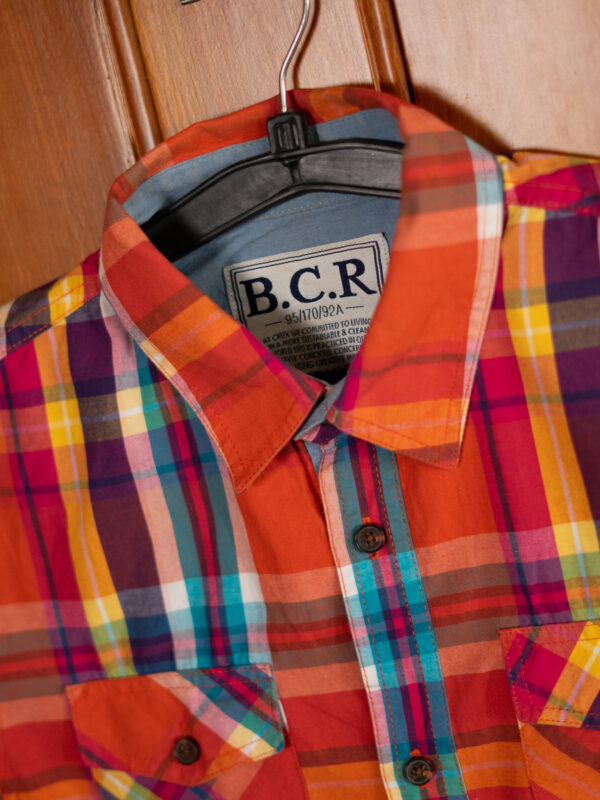 DSC04161 B.C.R Multicolor Plaid Short Sleeve Shirt